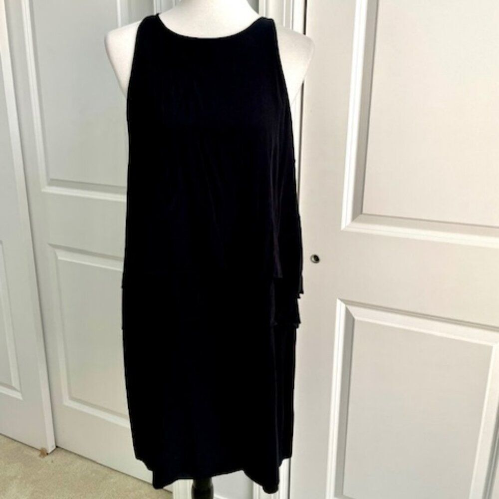 Tibi Open Back Little Black Dress Layered Size 12